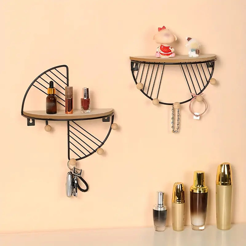 Étagère de rangement flottante en métal festonné – Organiseur mural décoratif pour chambre et entrée