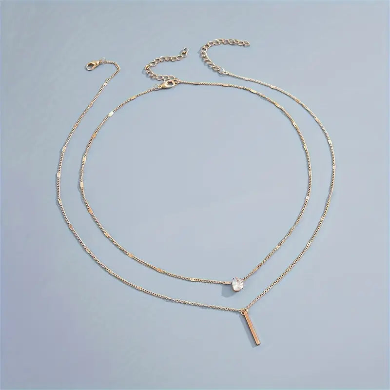 Gold Layered Necklace Set Women's Pendant Jewelry