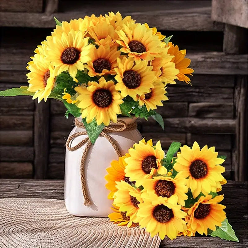 Lifelike Sunflower Silk Flower Arrangement - 13 Heads Home Decor