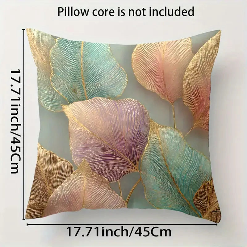 Teal Leaf Pillow Covers 4-Piece Set - Sofa Throw Cushion Cases