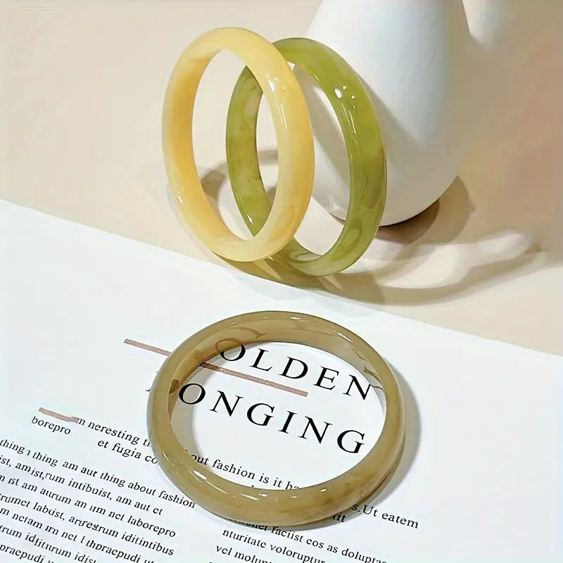 3pcs Resin Bangle Bracelet Set – Chic & Elegant Vacation Jewelry for Women