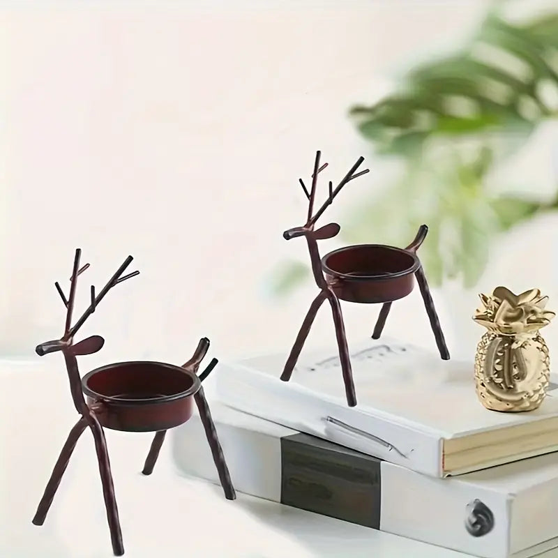 Deer Candle Holders (6) - Metal Reindeer Tealight Christmas Decor