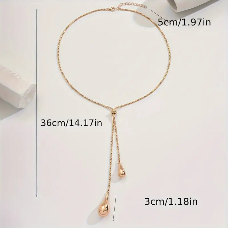 Teardrop Pendant Necklace Adjustable Boho Layering Jewelry