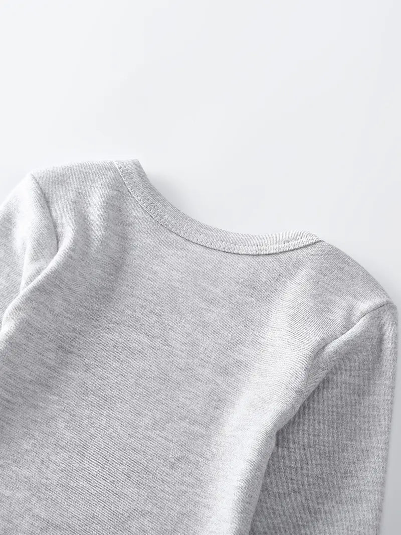Ensemble 2 pièces en coton pour bébé garçon | Body à manches longues et pantalon en tricot uni