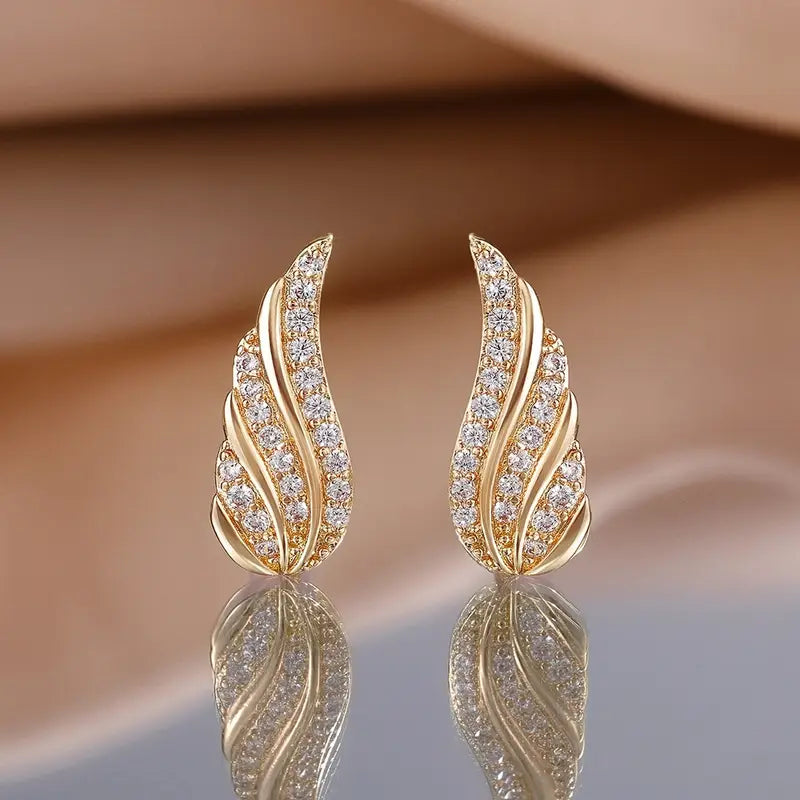925 Silver Angel Wing Earrings - Zircon Studs Women