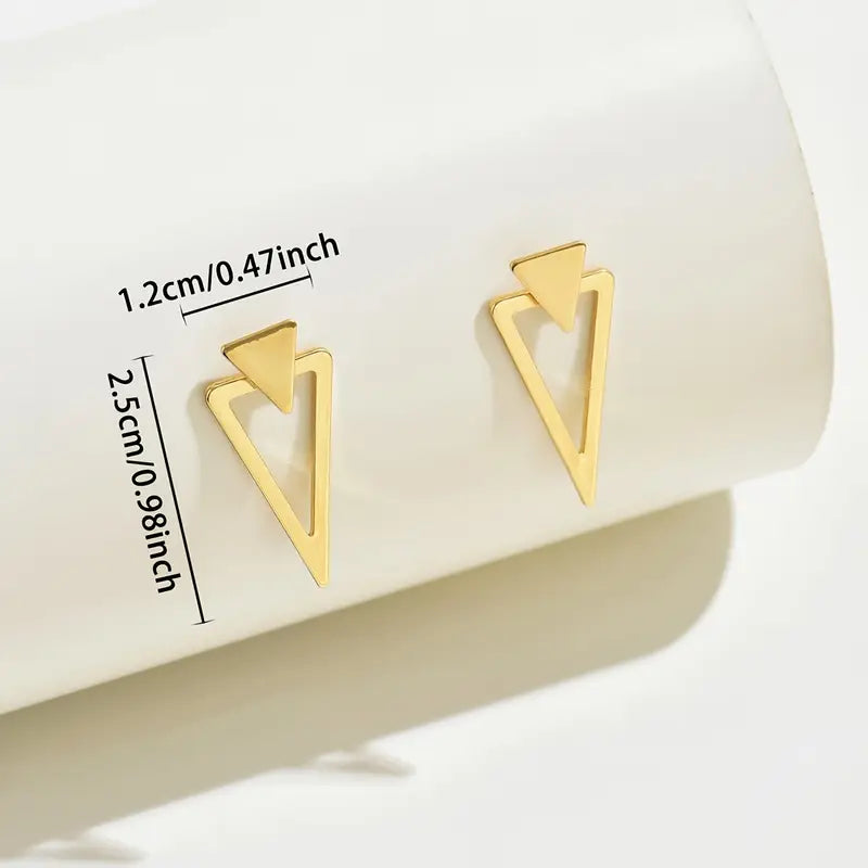 Ensemble de boucles d'oreilles à tige géométriques triangulaires à double usage pour femme