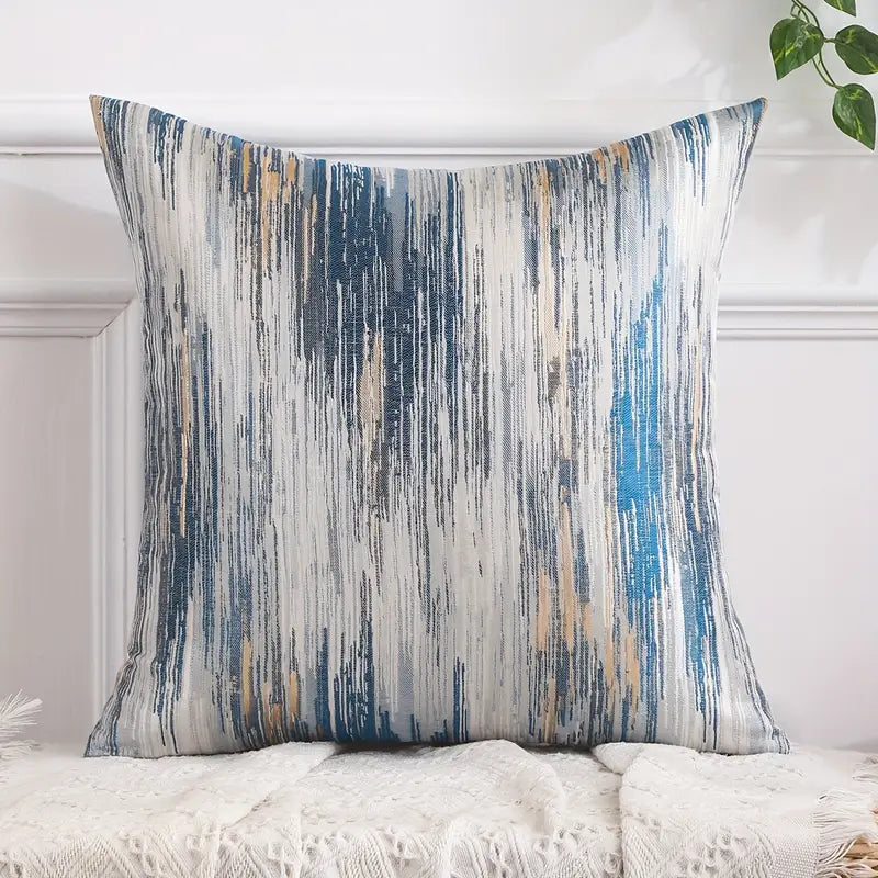 Lot de 2 housses de coussin décoratives à rayures jacquard