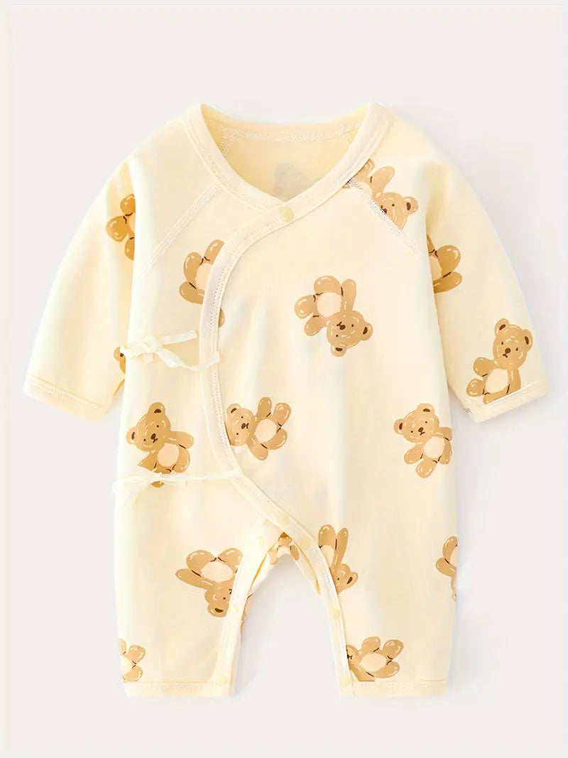 Ensemble 2 pièces grenouillère ours et papillon | Grenouillères bébé en coton douillettes pour l'automne et l'hiver
