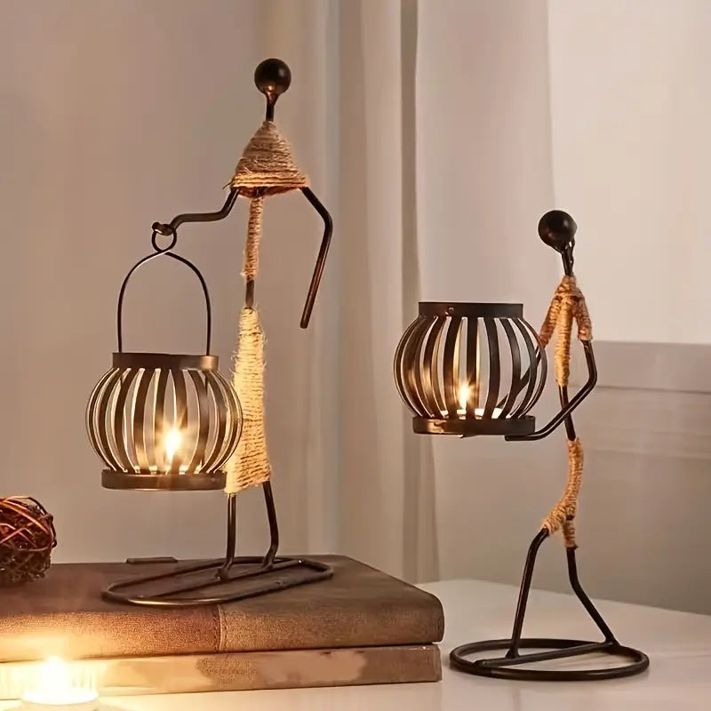 1pc Metal Shaped Candle Holder With A Lady Character Design
