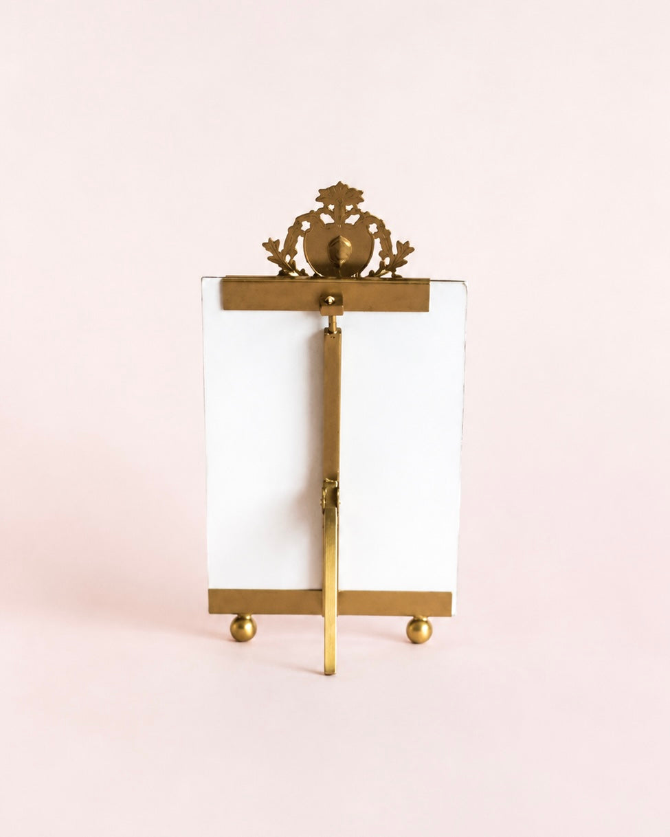 Photo Frame | Brass Glass Ornate Crest | 4 x 6 inch