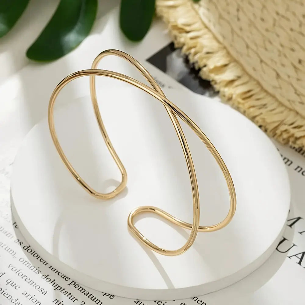 Chic Golden-Tone Multi-Line Arm Cuff Set