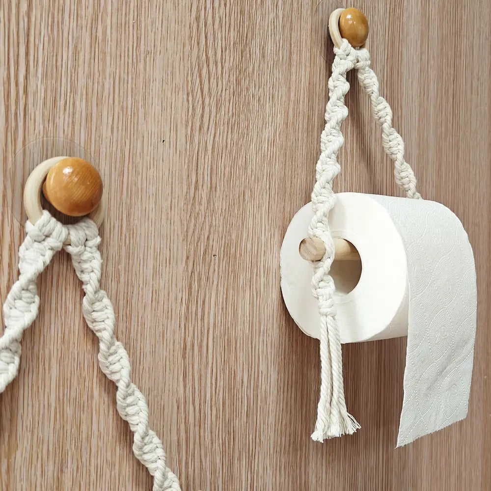 1pc Bohemian Hand-woven Wall-mounted Roll Paper Rack