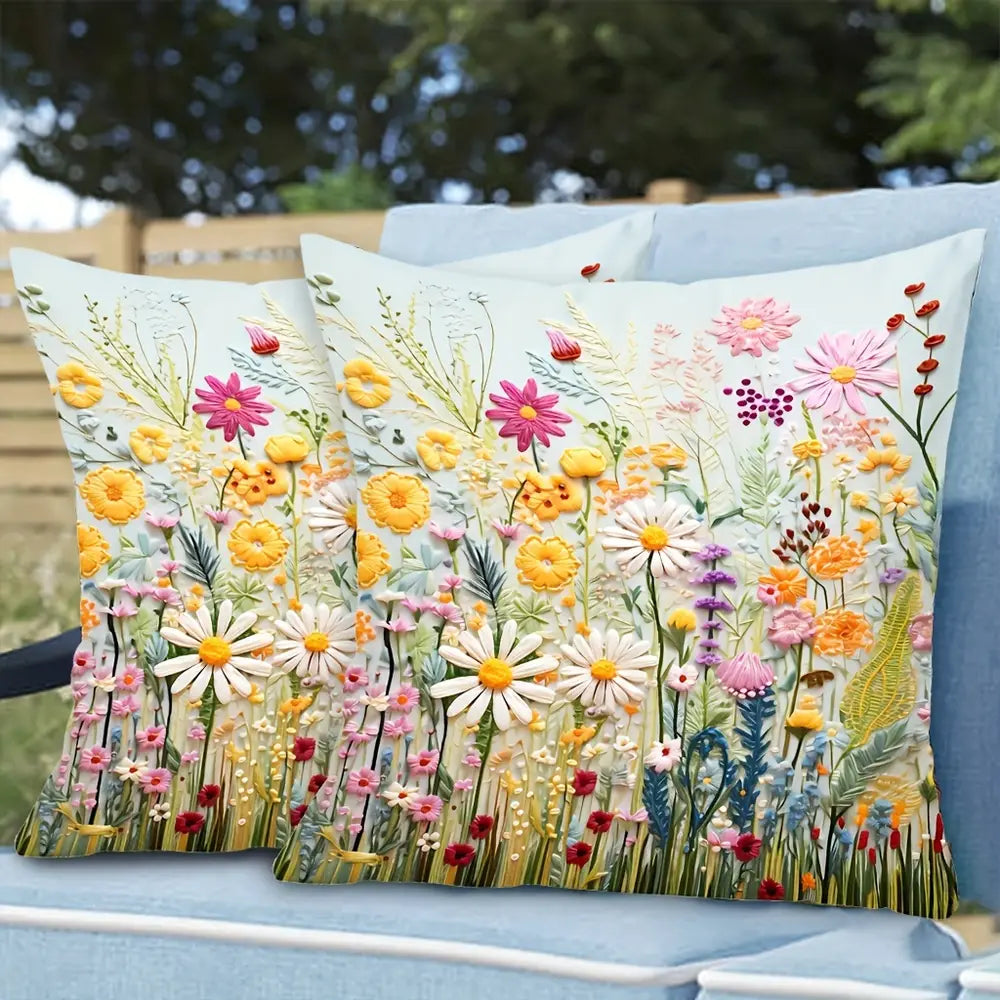 Vibrant Floral Pillow Cover 45.72x45.72 cm