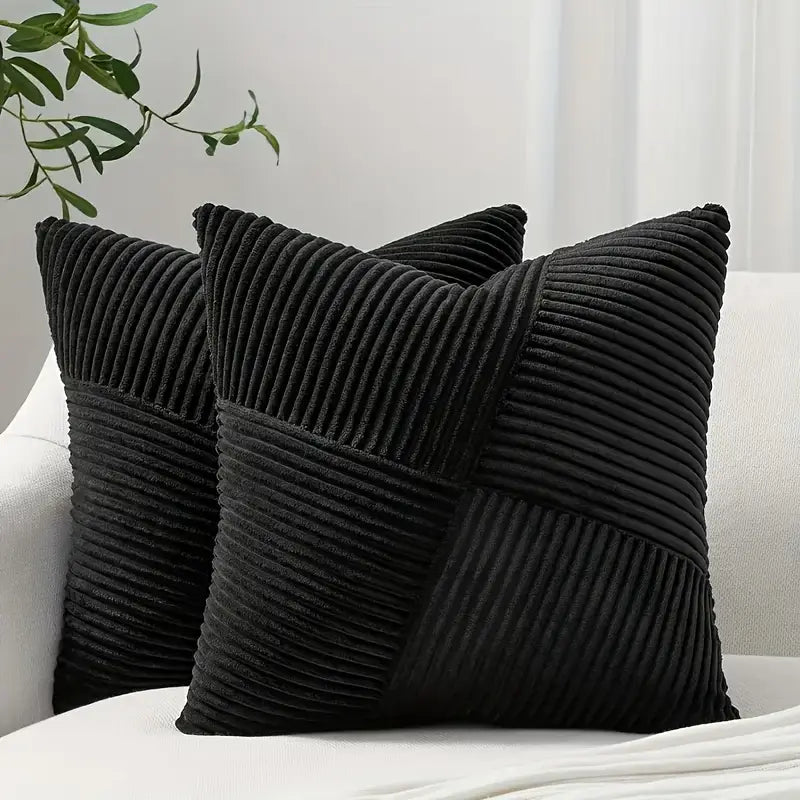 Corduroy Striped Throw Pillow Covers (Set of 2) - Bohemian Decorative Pillowcase