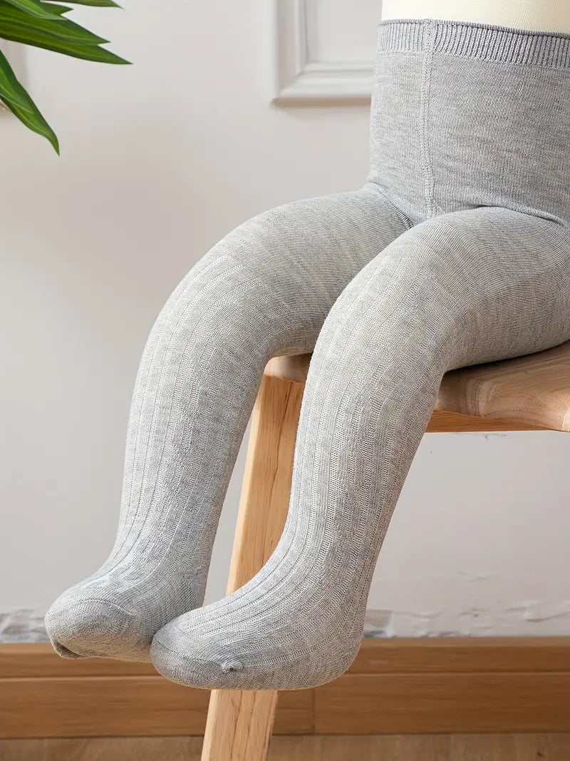 Effen geribbelde legging voor babymeisjes - Veelzijdige elastische taillepanty voor peuters en baby's