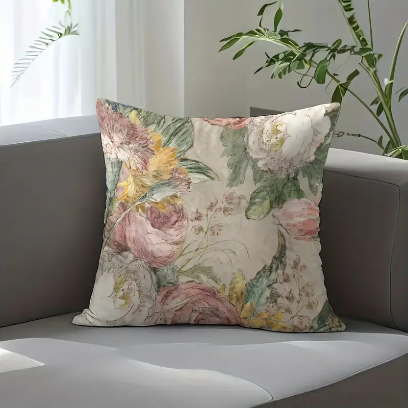 Lot de 2 housses de coussin élégantes en peluche courte – Housses de coussin imprimées recto verso de style français