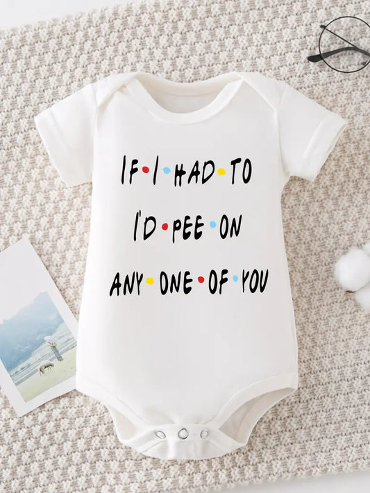 Babyrompertje van katoen voor meisjes - Casual rompertje met ronde hals en letterprint, eenvoudige en veelzijdige gebreide stof