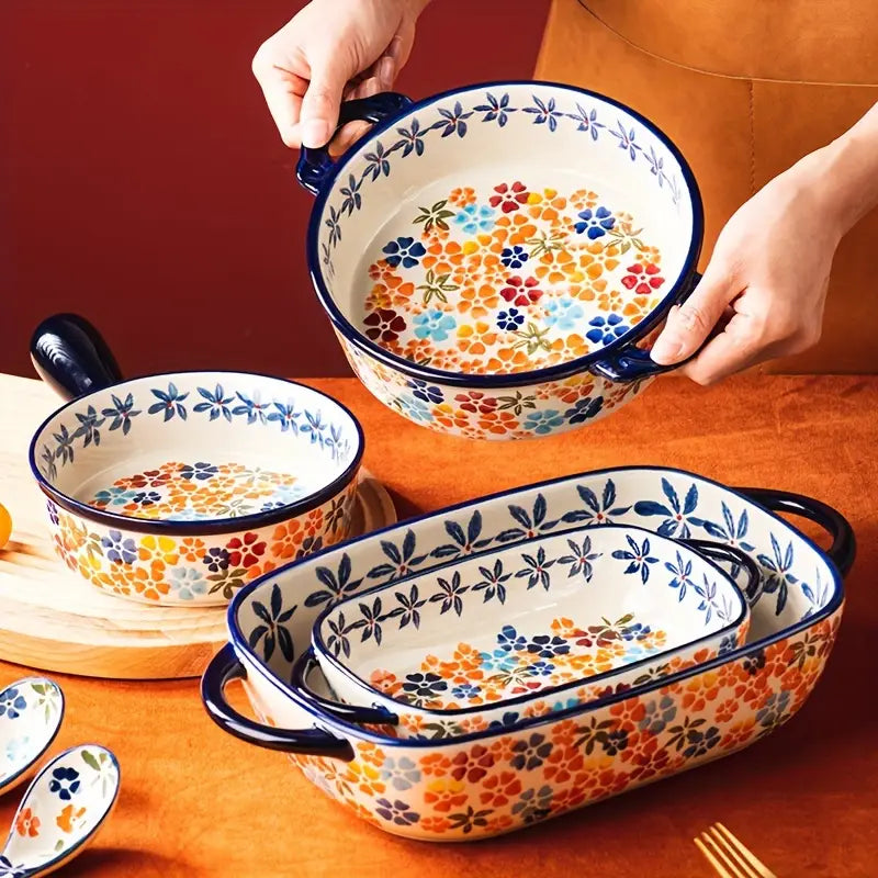 Polish Ceramic Baking Dish – 9-Inch Vintage Casserole Plate, Oven Safe