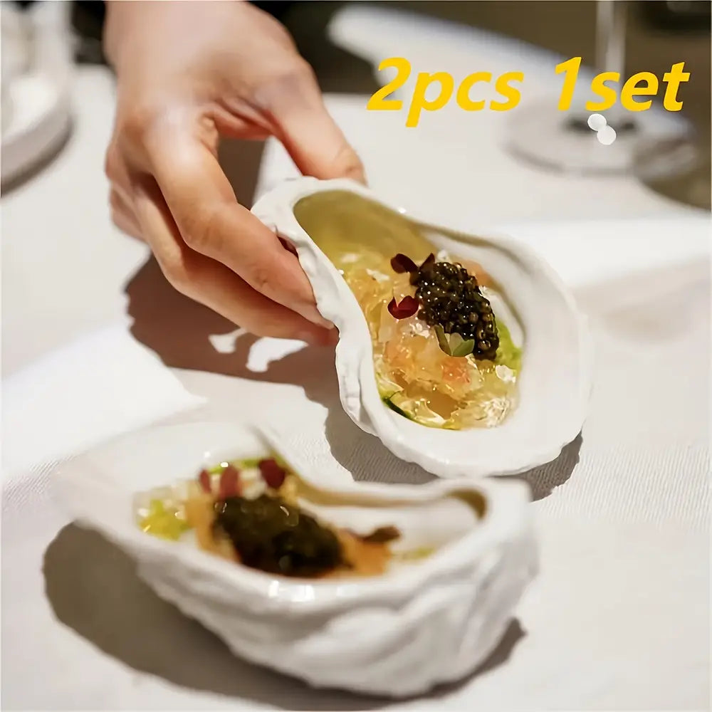 2pcs 1set Ceramic Oyster Dish
