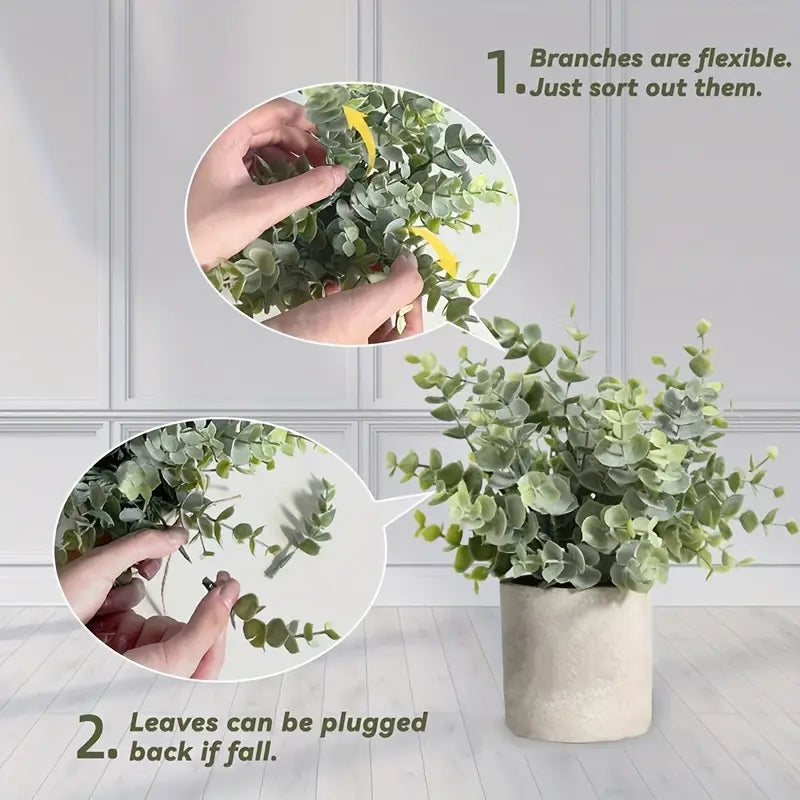 Artificial Plant Set - Small Faux Eucalyptus Rosemary Decor