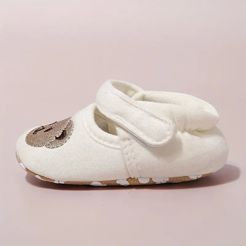 Cartoon Bear Embroidered Baby Shoes | Soft Fabric Slip-On Walking Shoes for Boys & Girls
