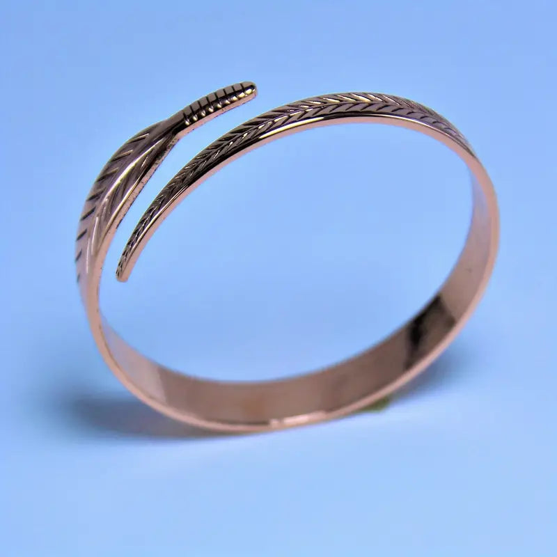 Boho Copper Leaf Cuff Bangle – Elegant No-Plating Jewelry Gift for Women