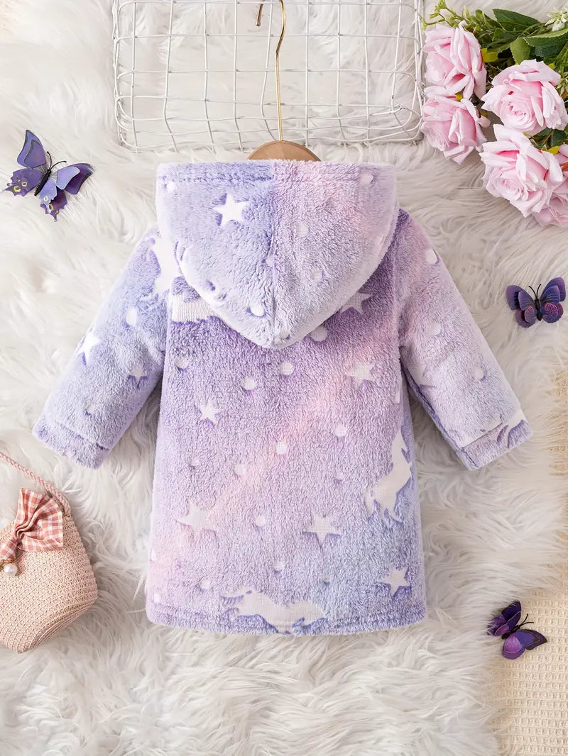 Robe polaire à capuche pour fille | Tenue de jeu mi-longue à manches longues pour l'automne et l'hiver
