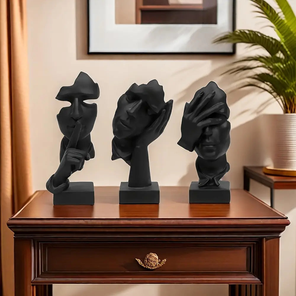 3pcs set of abstract facial decoration resin handicraft ornaments
