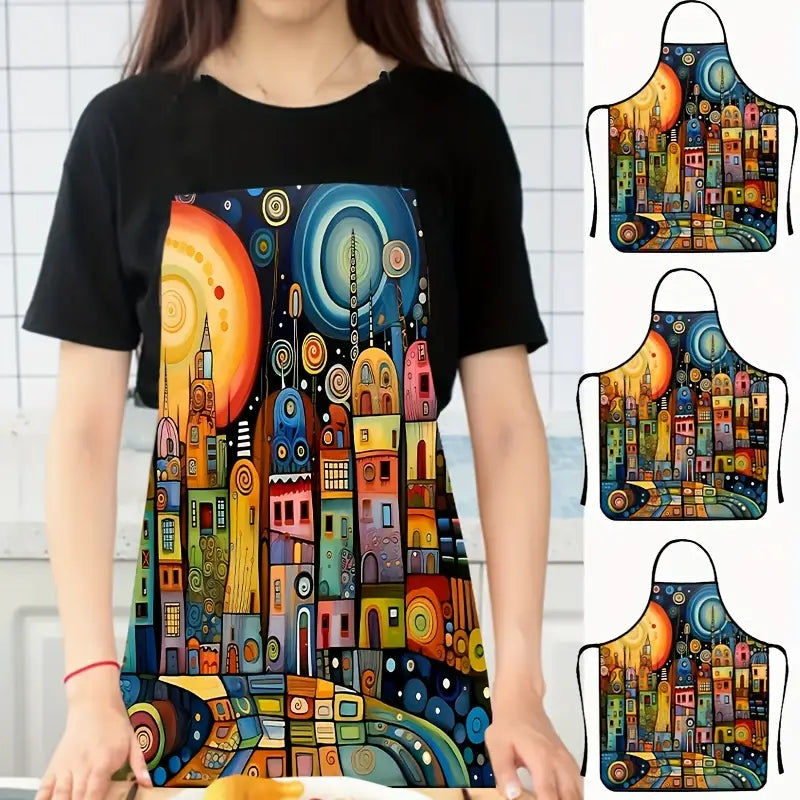 Colorful Art City Pattern Apron