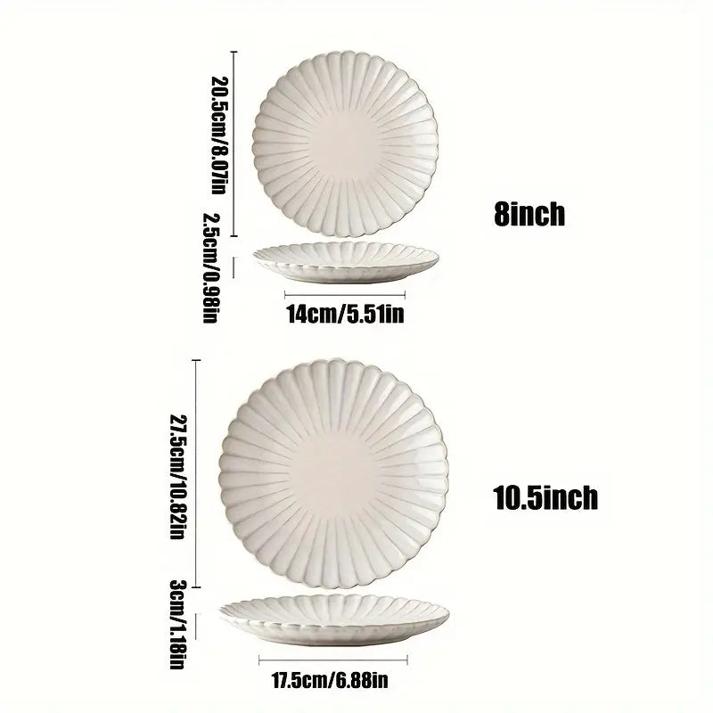 1 assiette en céramique à bord de coquille en relief