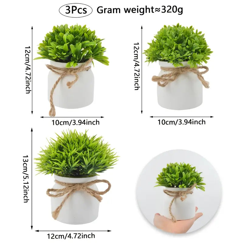 Mini Artificial Potted Plants - 4.72 Inch - Farmhouse Decor