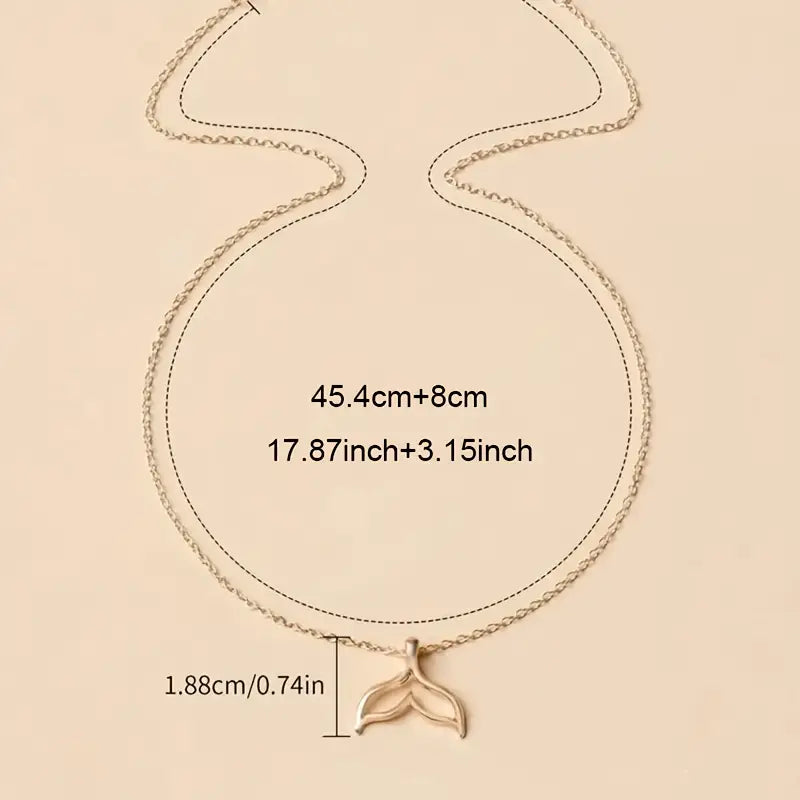 14K Gold Fish Tail Necklace - Elegant Pendant Jewelry