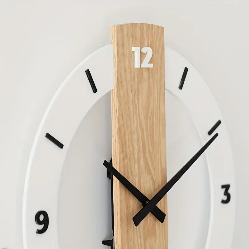 Silent Wooden Pendulum Clock - Acrylic Home Decor