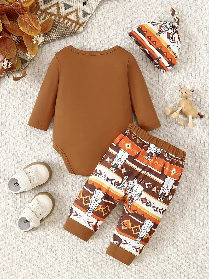 Jongensoutfitset van katoenmix - Casual body met lange mouwen, alfabetprint en bijpassende broek