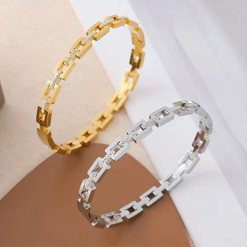 18K Gold Infinity Bangle Birthstone Bracelet Stainless Steel