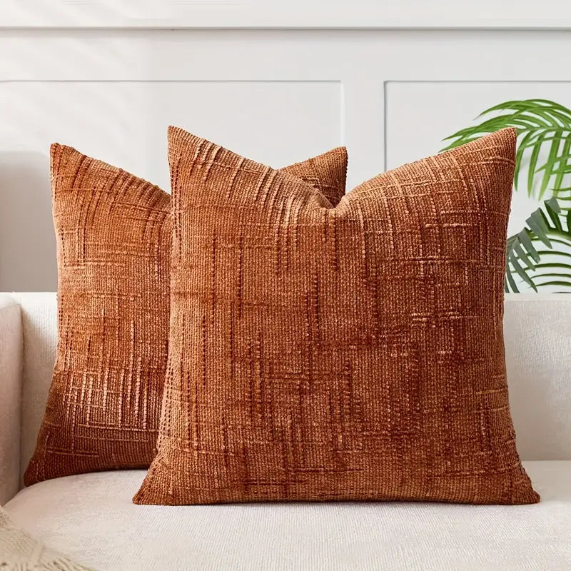 Reversible Chenille Throw Pillow Cover - Geometric, Washable, 20x20