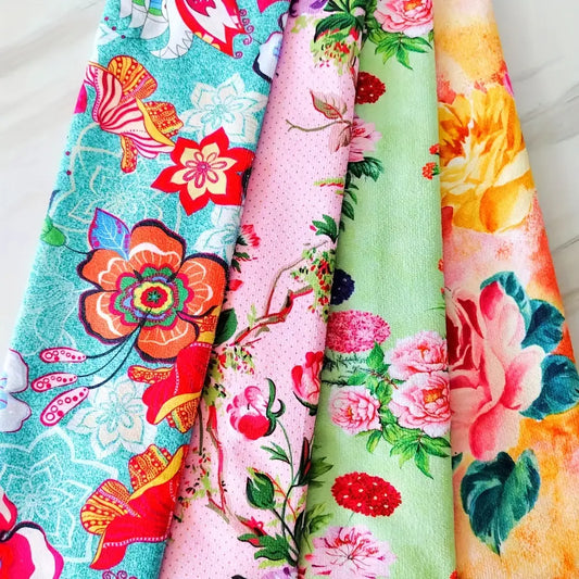 4pcs Microfiber Kitchen Towels, 16x24inch Floral Printed Tea Towels