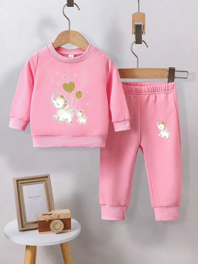 Ensemble sweat-shirt et pantalon en polaire à imprimé animal | Tenue automne/hiver confortable et lavable en machine