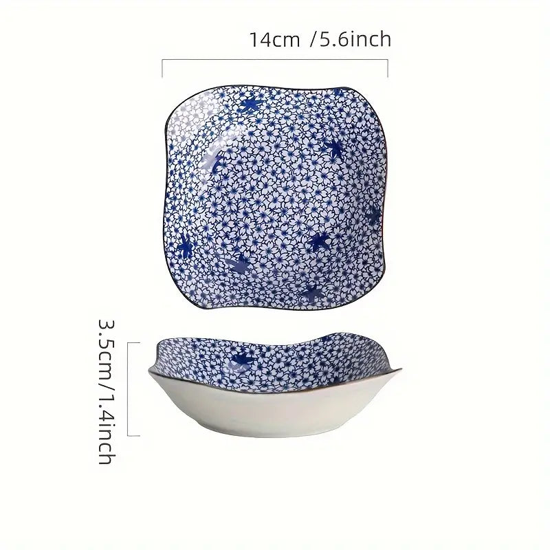 4-Piece Ceramic Square Roaster Set, Floral Design