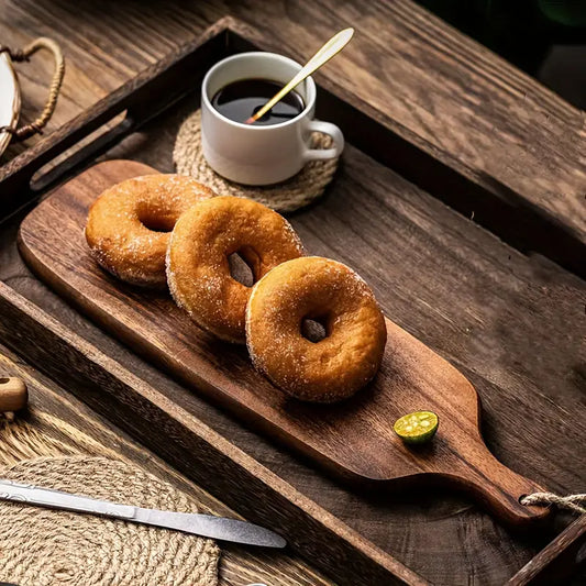 1pc Wood Serving Board with Handle