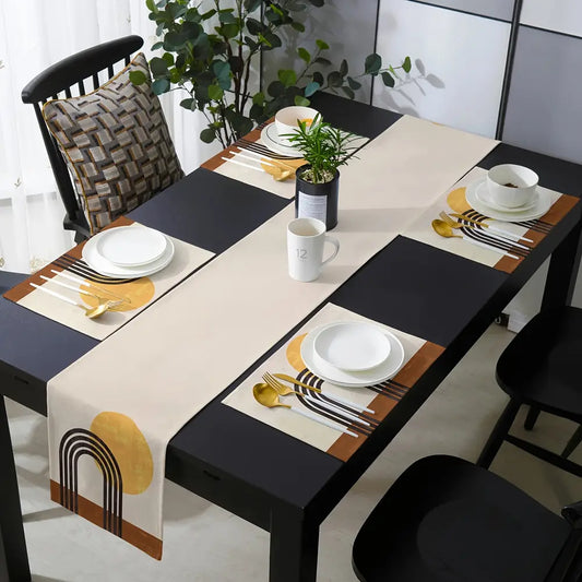 Set of 1 Table Runner & 4pc placemats with Abstract Art Print