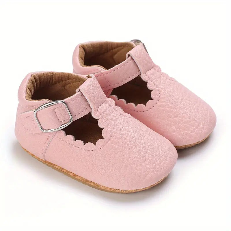 Chaussures en cuir à scratch pour fille | Chaussures plates et souples pour crèche, idéales pour les fêtes et la maison