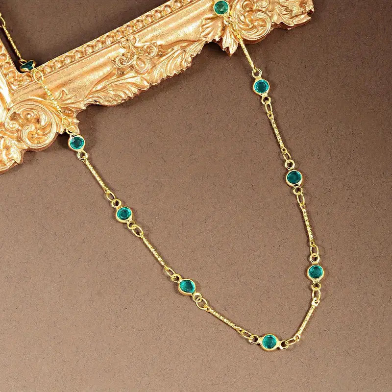Turquoise Necklace Blue Zirconia Bead Chain Elegant Jewelry