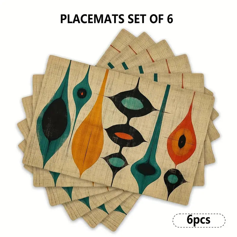 4/6pcs Placemat Set with Geometric Patterns