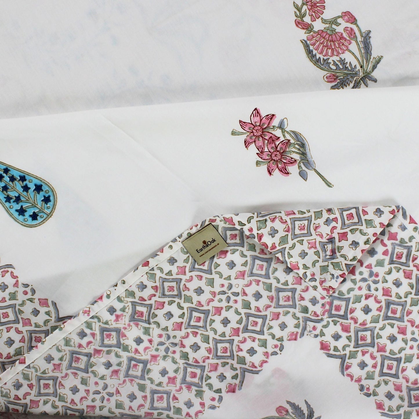Bedsheet | Cotton Handblock Printed Vibrant Garden | Set of 3