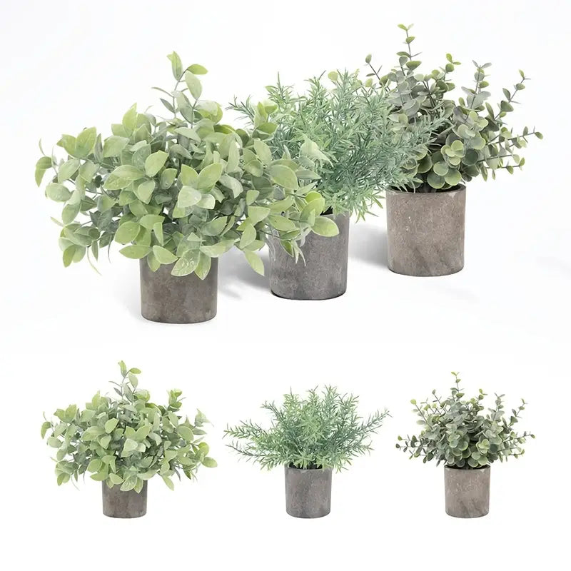 Artificial Eucalyptus Potted Plants Set - Small Faux Decor
