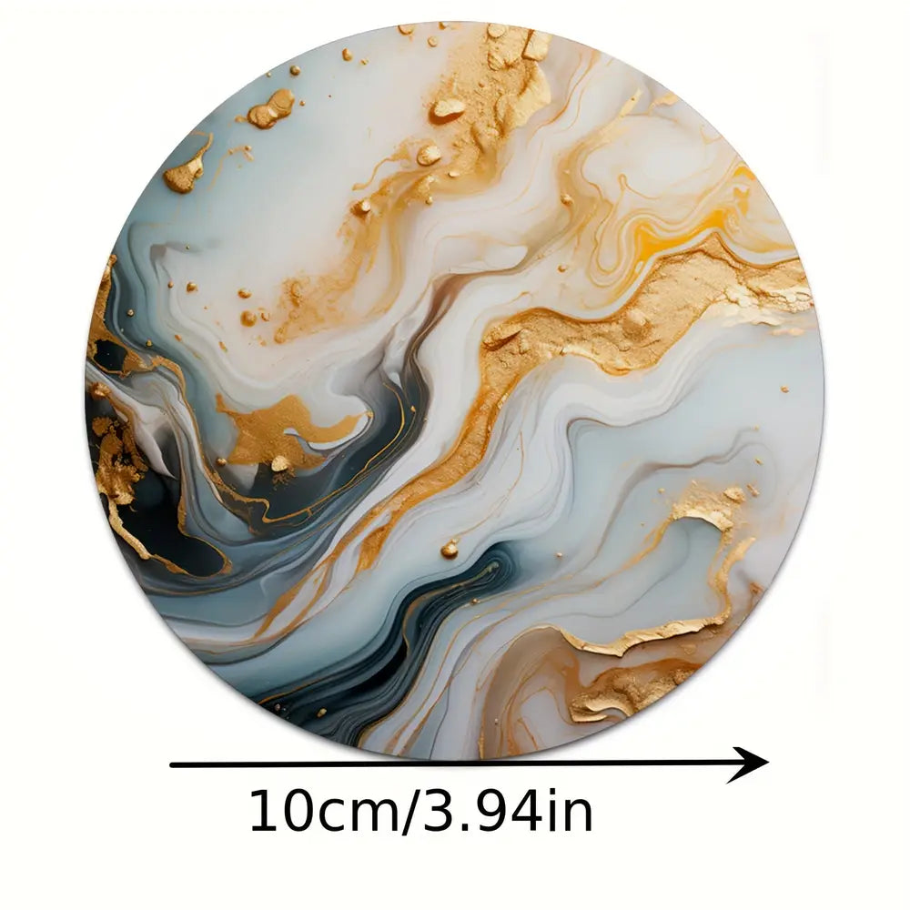 Lot de 6 sous-verres en bois imprimés marbre blanc et doré
