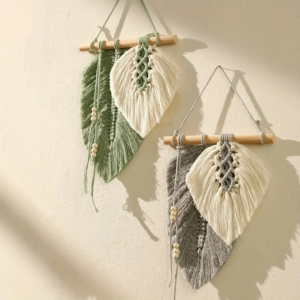 1/2pcs Bohemian Wall Hanging Leaf Wall Decor Handmade Tassel Woven Wall Art