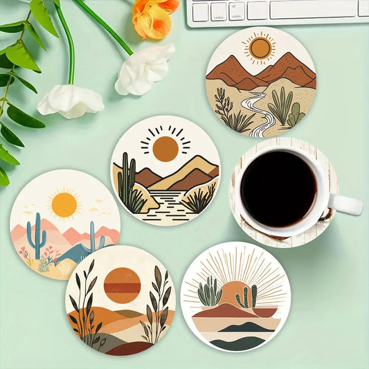 Lot de 4 ou 6 sous-verres à motif de pic de montagne Sun Creek