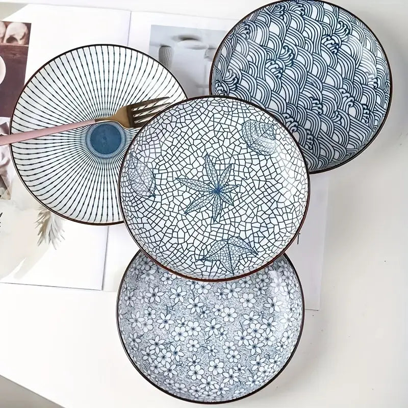 4pcs Printed Ceramic Plates